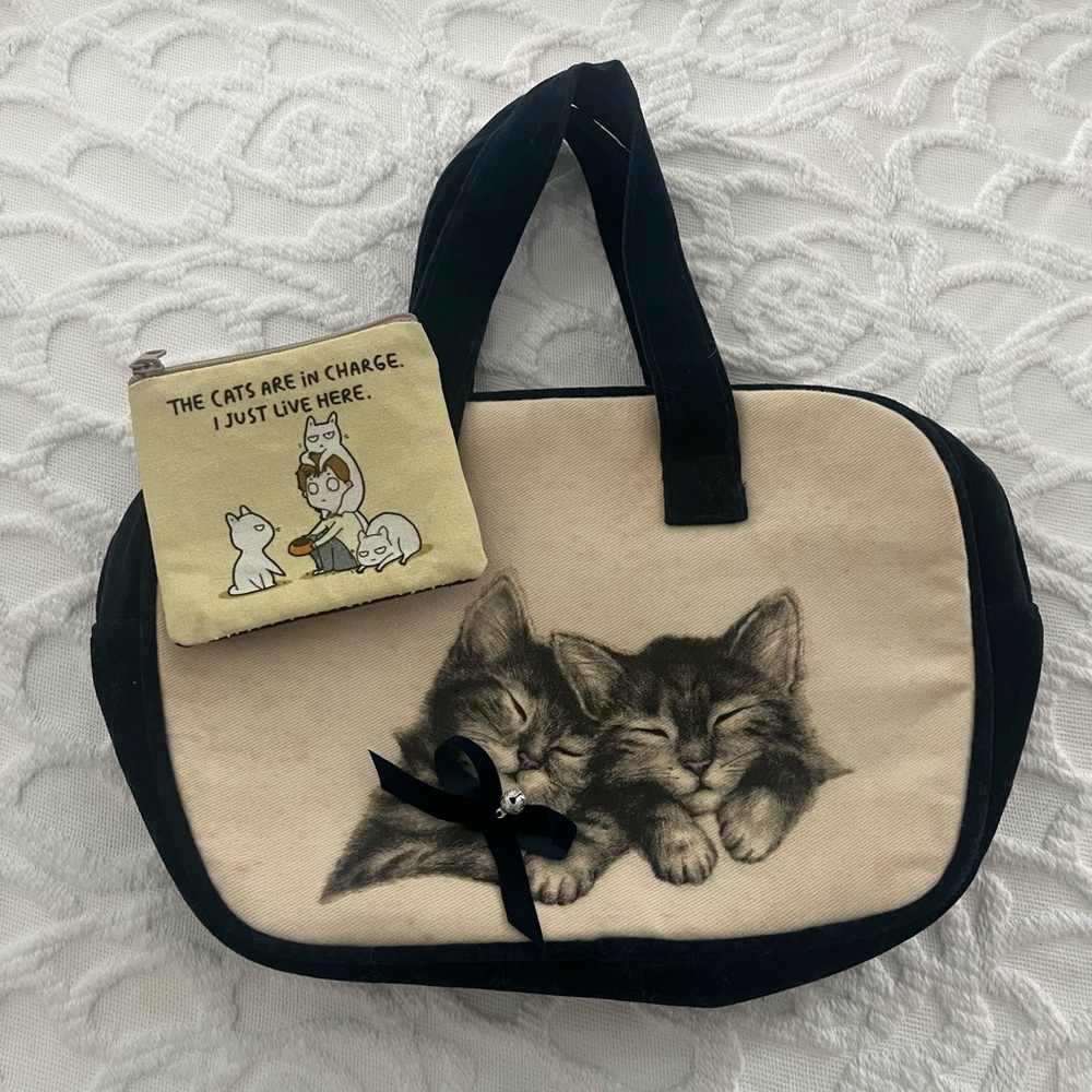 Cat-Themed Bag and Change Purse
